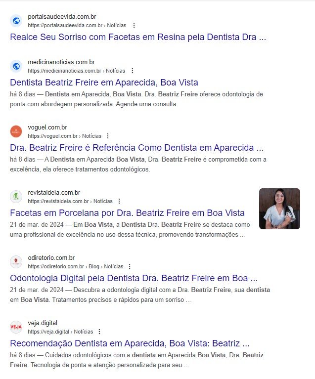 Resultado Google Dentista Beatriz Freire